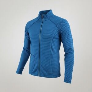 Lole Womens Blue Striped Full Zip Athletic Jacket UPF 50+ Wicking Size S